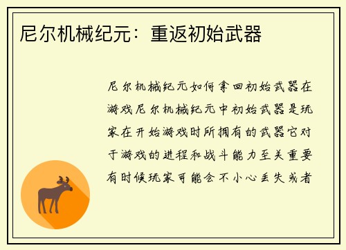 尼尔机械纪元：重返初始武器